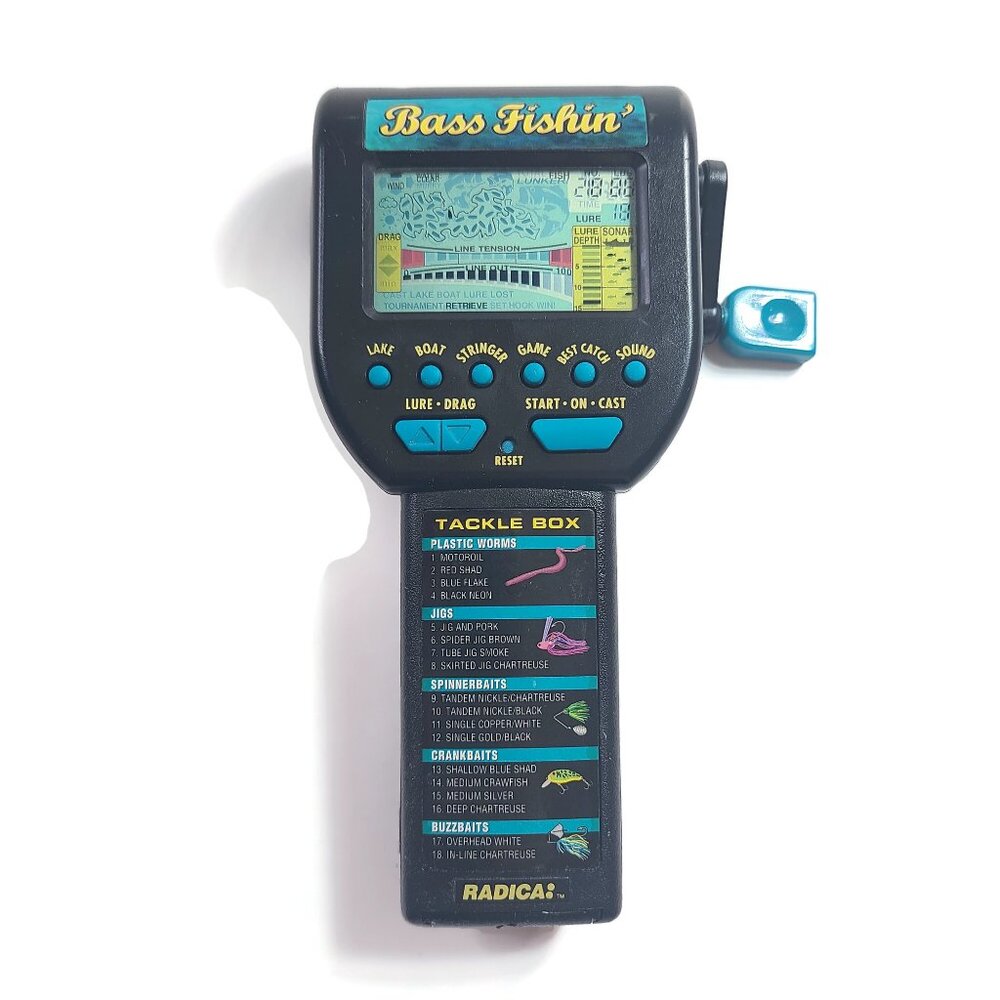 Vintage Radica Bass Fishin' Handheld Electronic Fishing Game Model #3732 WORKS